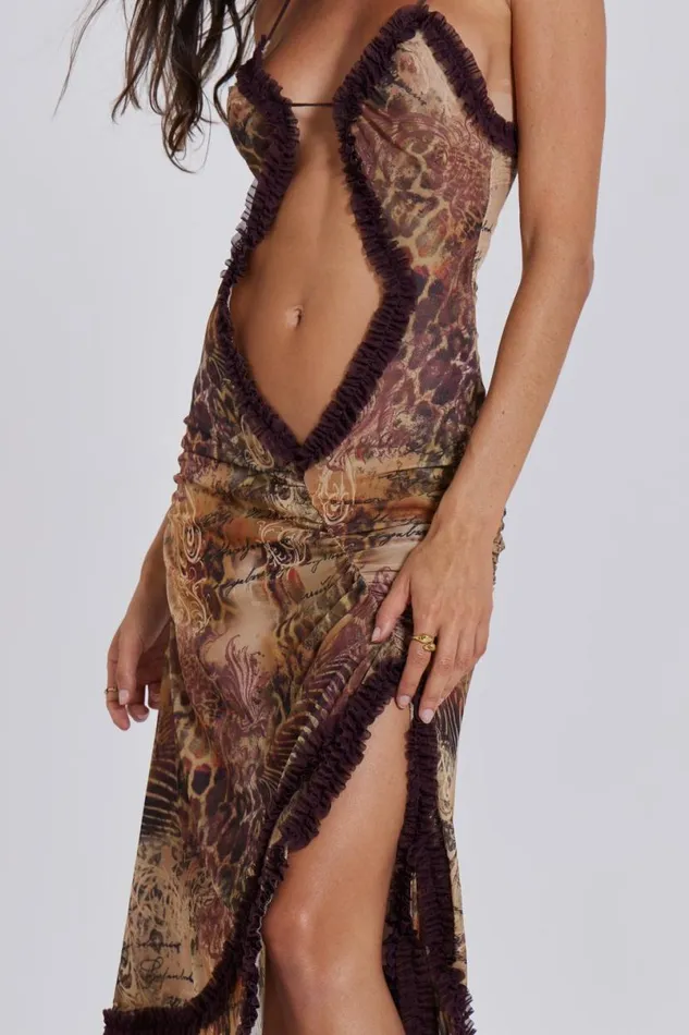 Jaded London Maxi Dresses Women Fatale Maxi Dress In Sunrose Brown