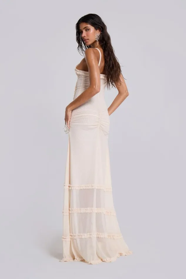 Jaded London Maxi Dresses Women Fatale Maxi Dress In Vanilla Cream