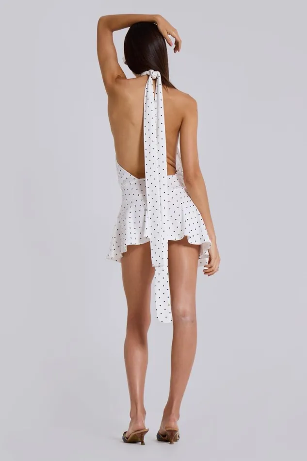 Jaded London Mini Dresses Women Enya Backless Mini Dress In Polkadot White