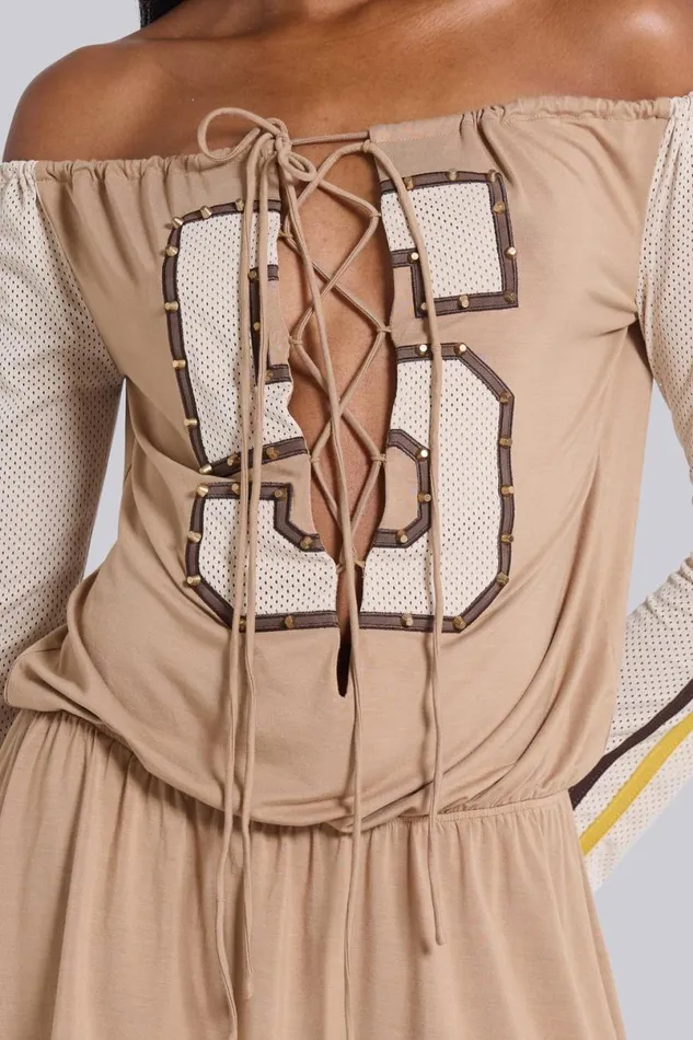 Jaded London Mini Dresses Women Maia Lace Up Mini Dress Beige
