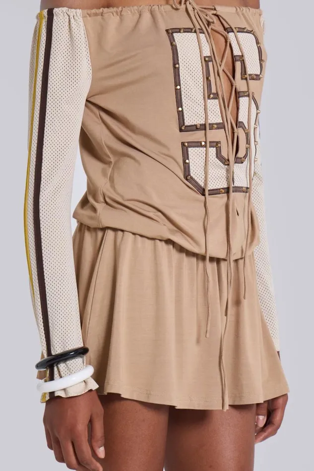 Jaded London Mini Dresses Women Maia Lace Up Mini Dress Beige