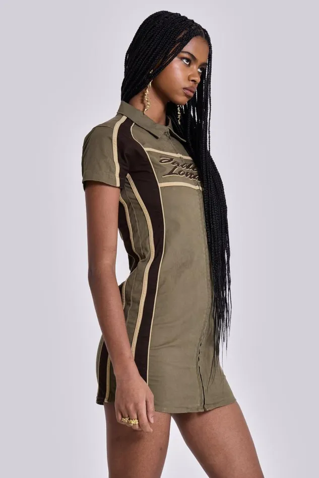 Jaded London Mini Dresses Women Racer Dress In Khaki Khaki