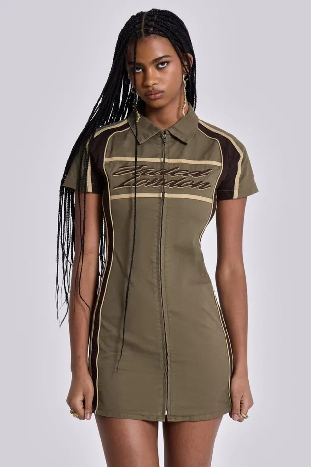 Jaded London Mini Dresses Women Racer Dress In Khaki Khaki