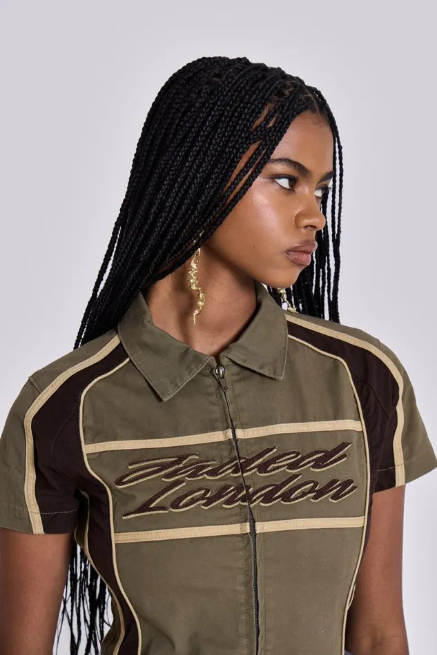 Jaded London Mini Dresses Women Racer Dress In Khaki Khaki