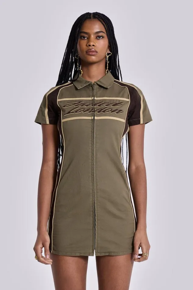 Jaded London Mini Dresses Women Racer Dress In Khaki Khaki