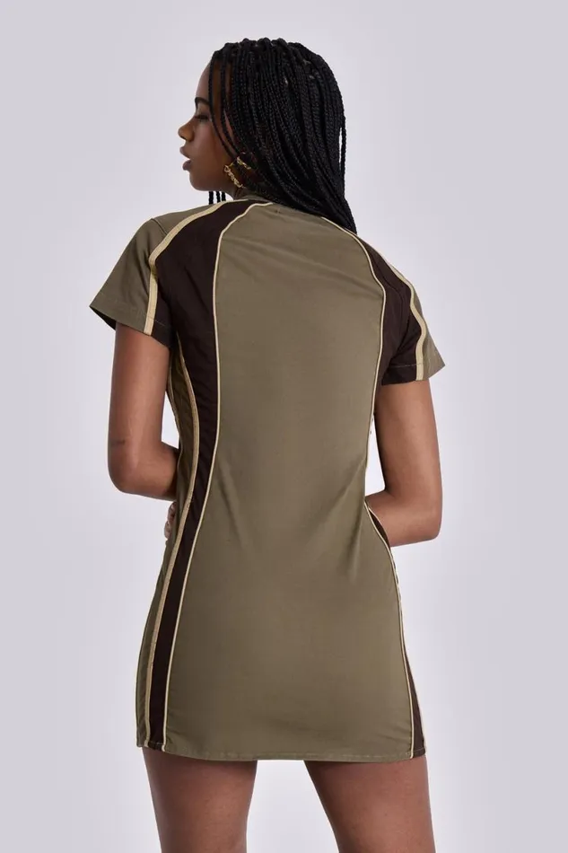Jaded London Mini Dresses Women Racer Dress In Khaki Khaki