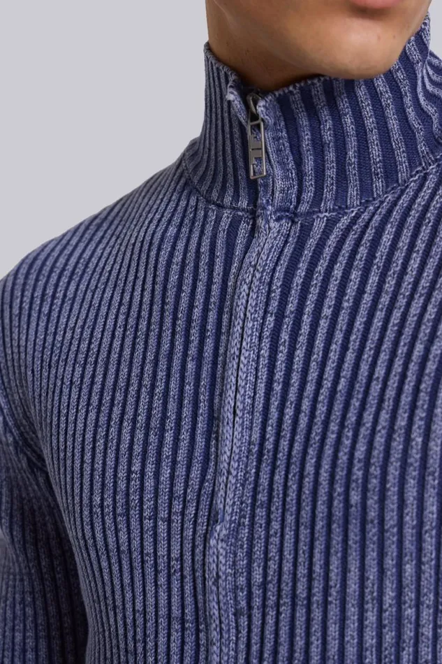 Jaded London Outerwear Men Blue Lucid Knit Track Top Blue