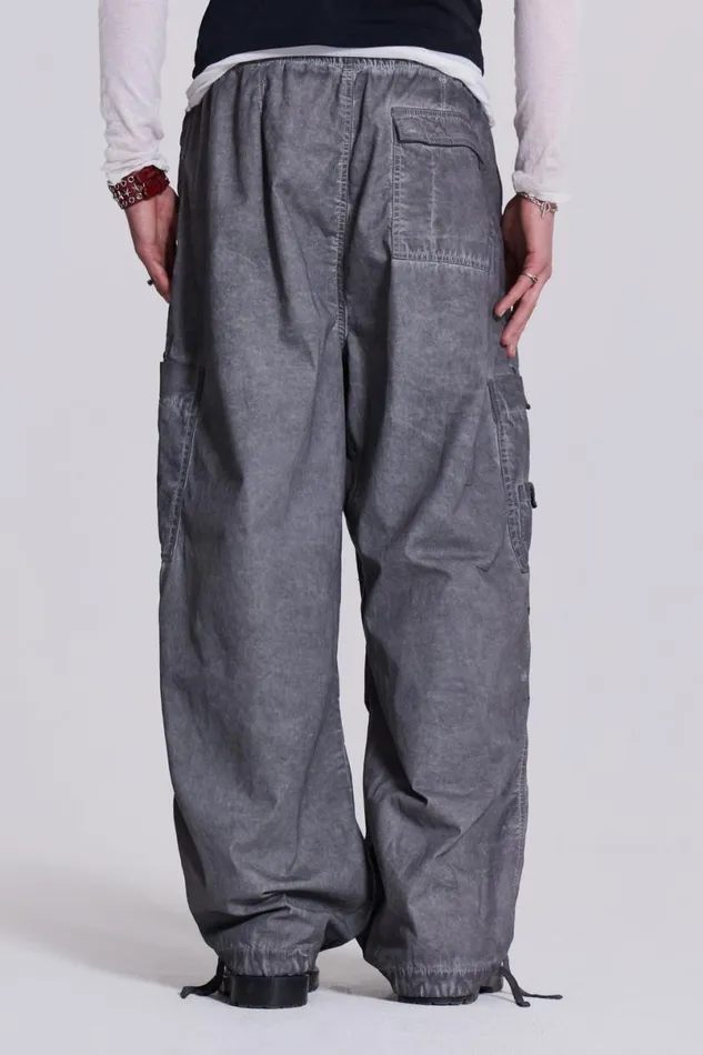 Jaded London Parachute Pants Men Black Oil Wash Parachute Pants Black