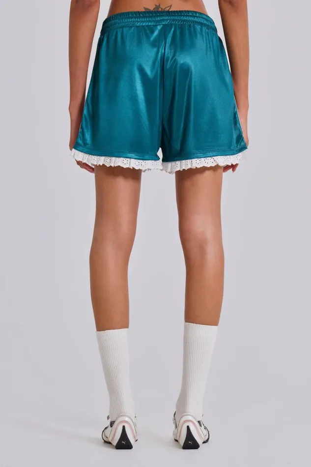 Jaded London Shorts and Jorts Women Bronwyn Broderie Football Shorts Dark Blue