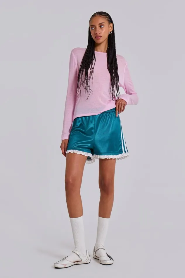 Jaded London Shorts and Jorts Women Bronwyn Broderie Football Shorts Dark Blue