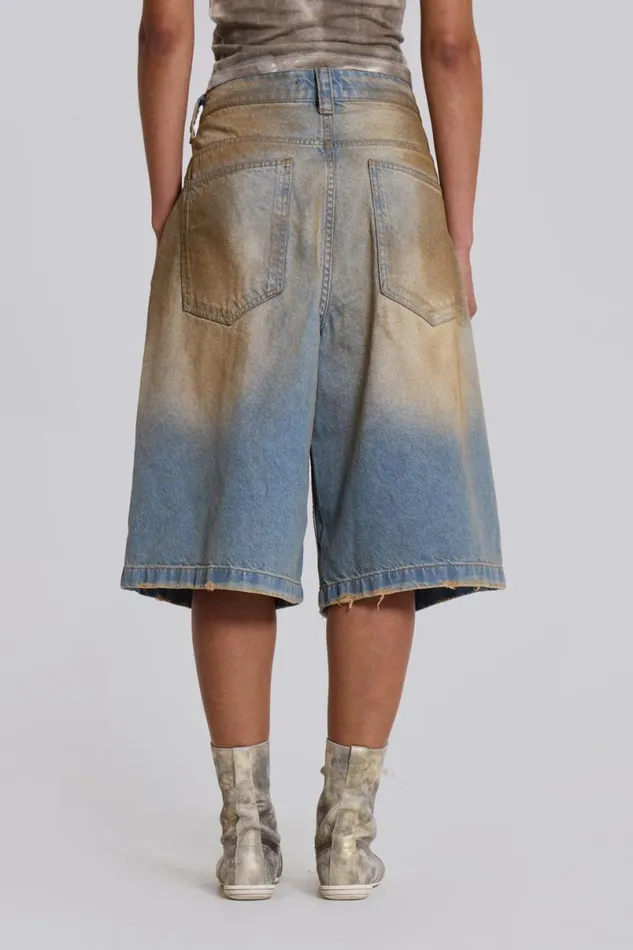 Jaded London Shorts and Jorts Women Mud Wash Colossus Jorts Blue