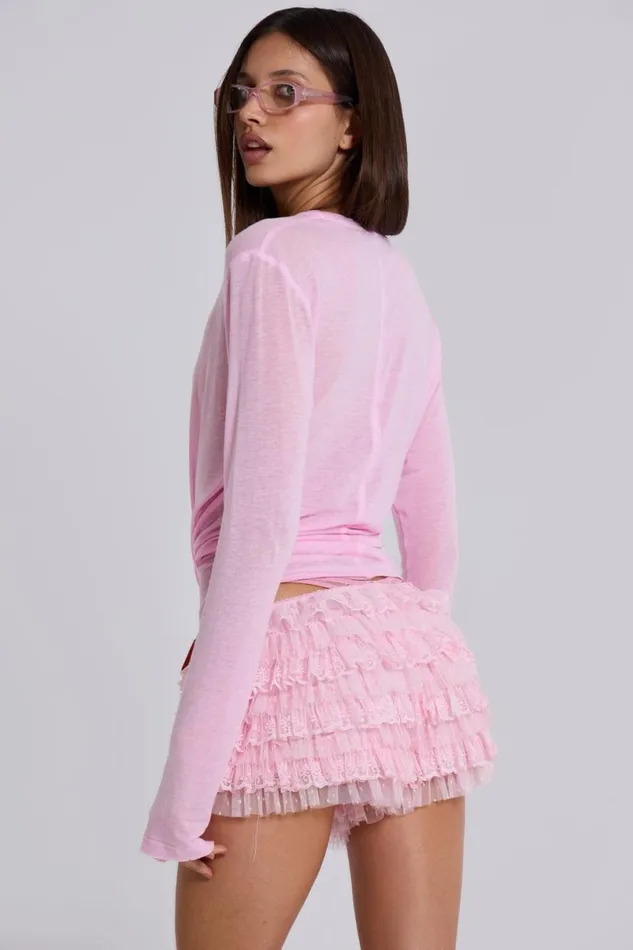 Jaded London Shorts and Jorts Women Pink Rhea Lace Bloomer Shorts Pink