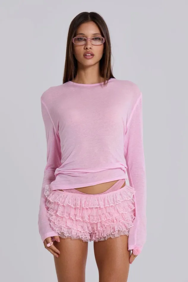 Jaded London Shorts and Jorts Women Pink Rhea Lace Bloomer Shorts Pink