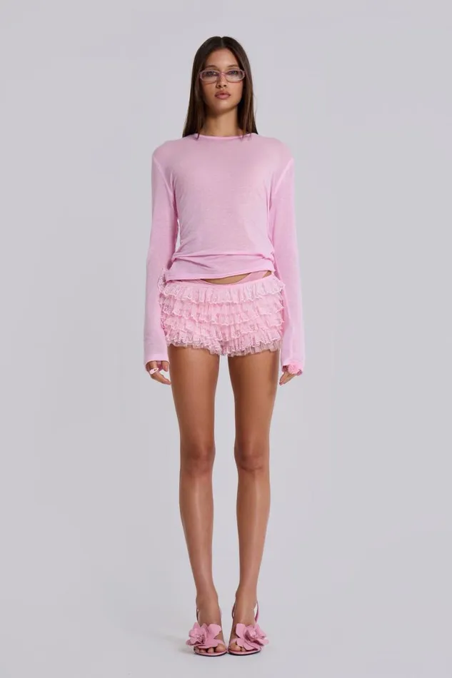 Jaded London Shorts and Jorts Women Pink Rhea Lace Bloomer Shorts Pink