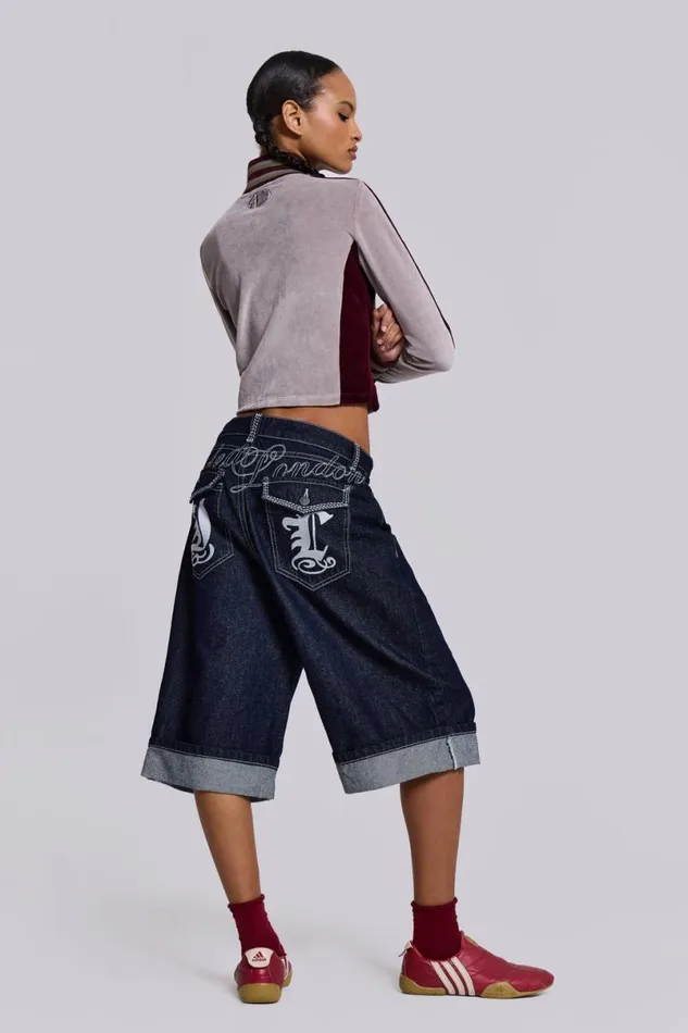 Jaded London Shorts and Jorts Women Sonic JL Indigo Jorts Blue