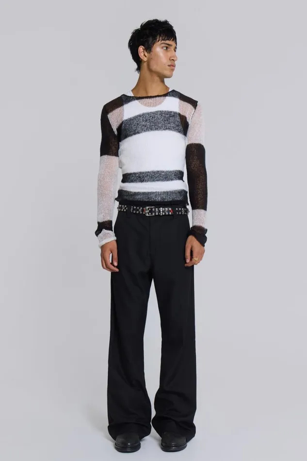 Jaded London Suit Trousers Men Black Stacked Bootcut Suit Pants Black