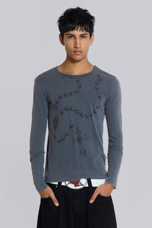 Jaded London TShirts and Vests Men Devotion Tee Grey