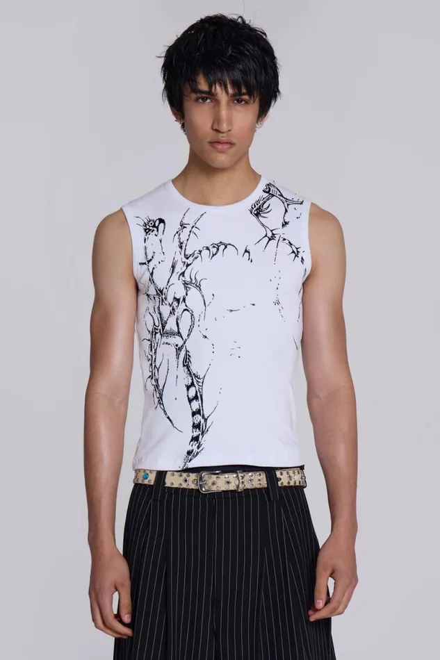Jaded London TShirts and Vests Men White Astora Rib Vest White