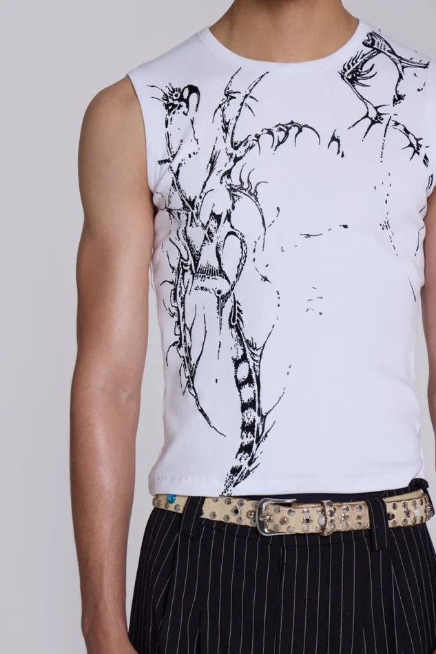 Jaded London TShirts and Vests Men White Astora Rib Vest White