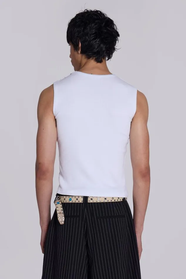 Jaded London TShirts and Vests Men White Astora Rib Vest White