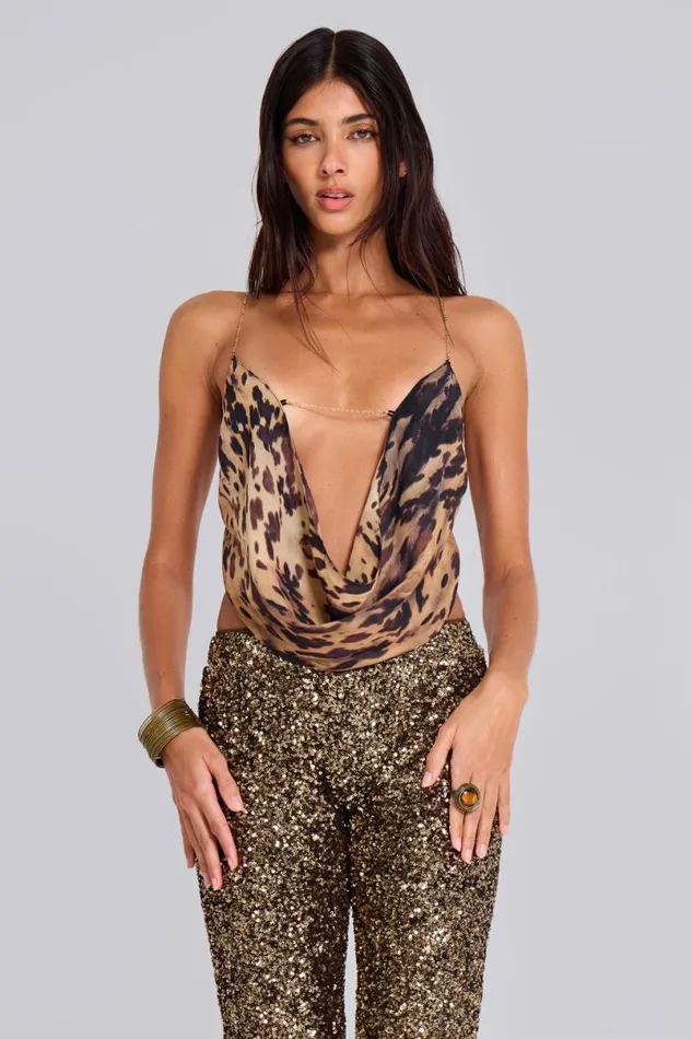 Jaded London Trousers and Pants Women Dirty Cash Sequin Capris Gold