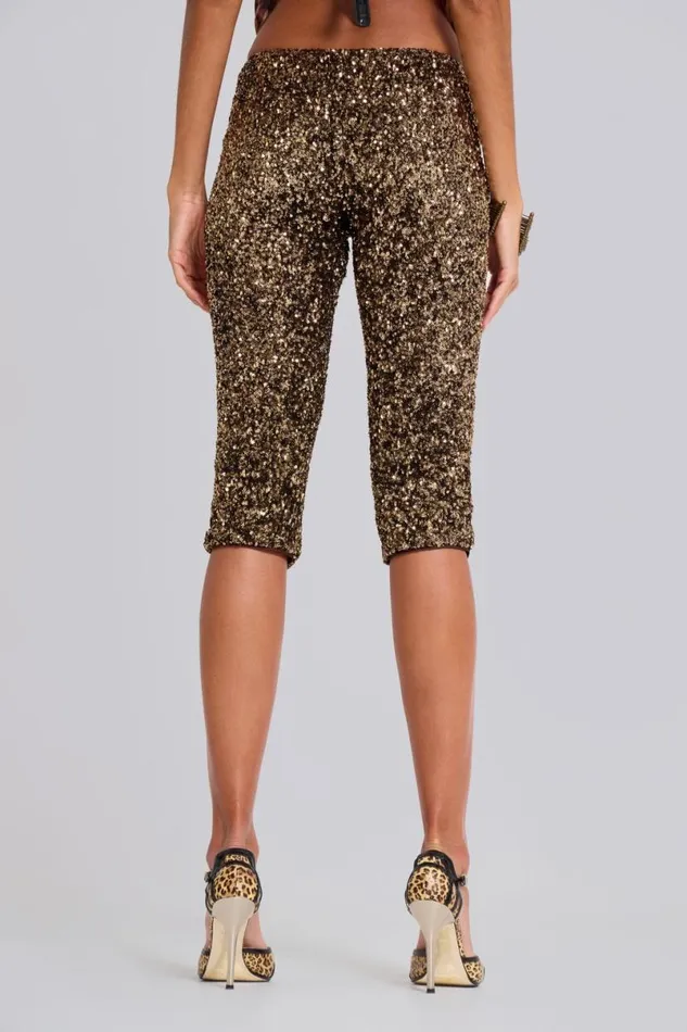 Jaded London Trousers and Pants Women Dirty Cash Sequin Capris Gold
