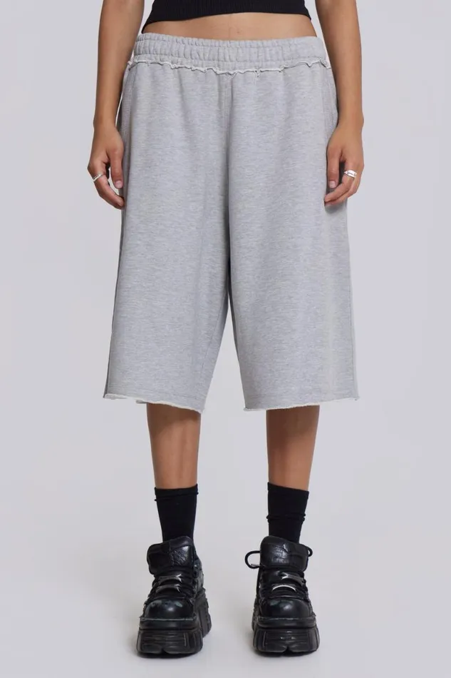 Jaded London Unisex UnisexMen Grey Marl Monster Jogger Shorts Grey