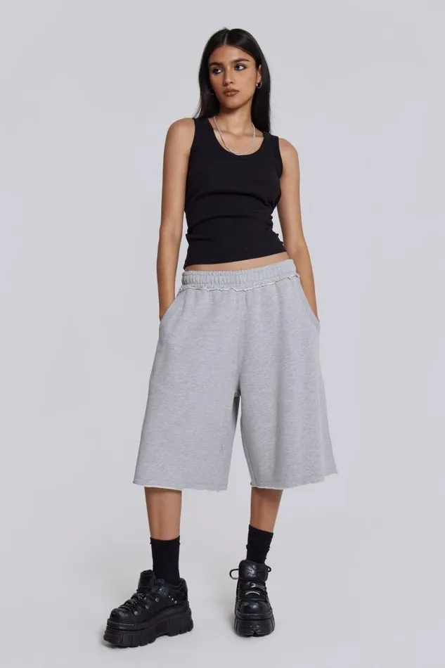 Jaded London Unisex UnisexMen Grey Marl Monster Jogger Shorts Grey