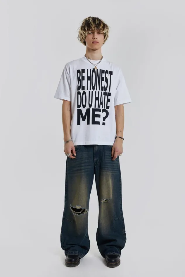 Jaded London Unisex UnisexMen Honesty Tee White