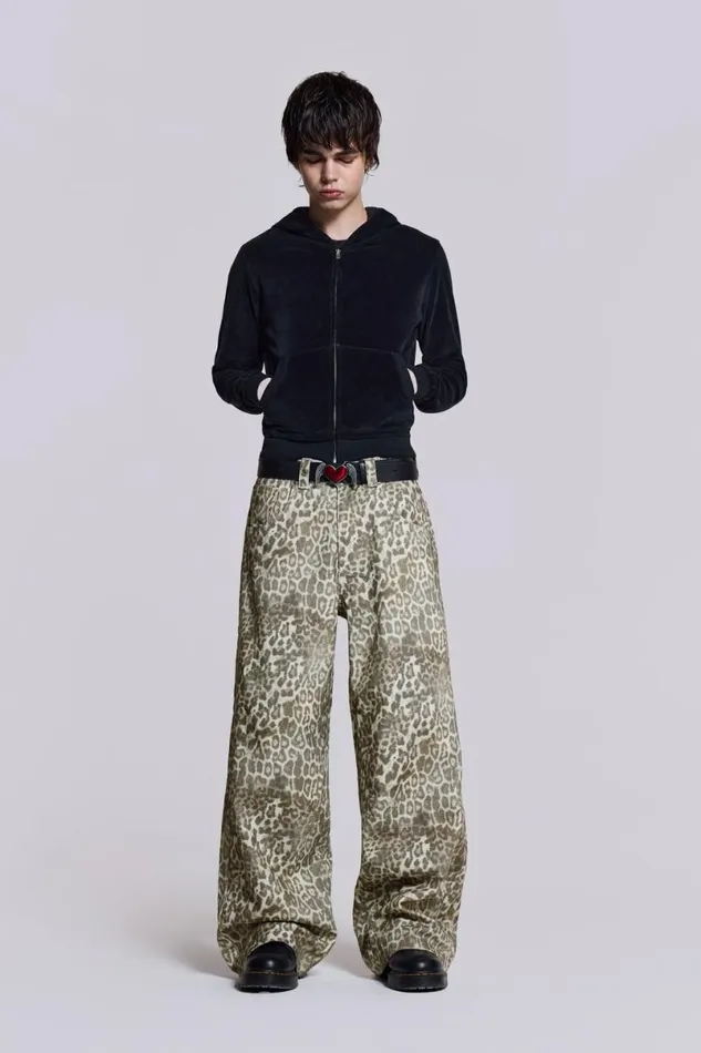 Jaded London Unisex UnisexMen Leopard Fade Colossus Jeans Multi