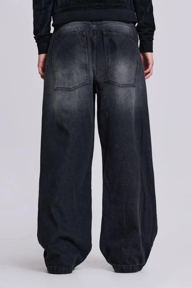 Jaded London Unisex UnisexMen Washed Black Colossus Jeans Black