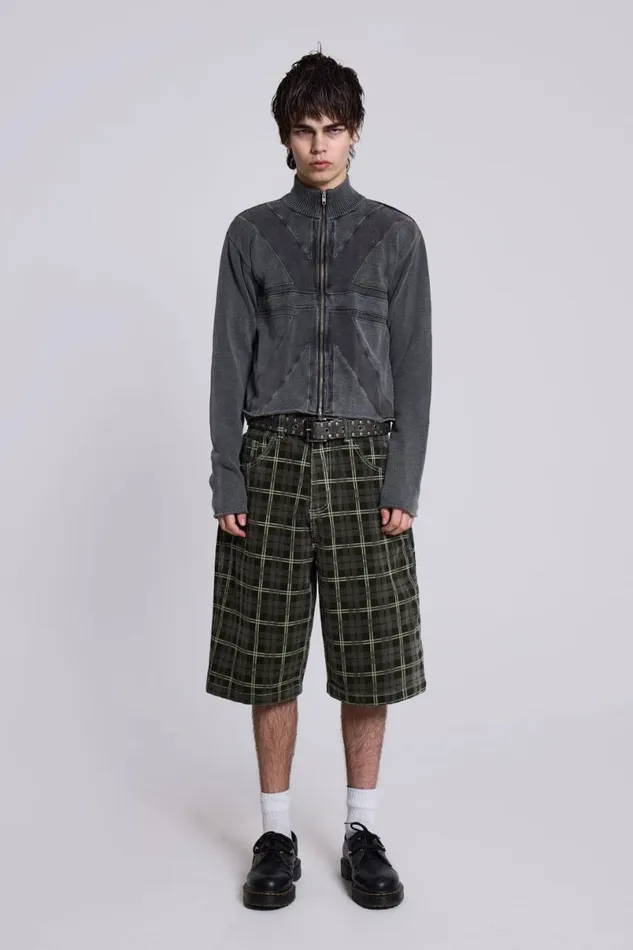 Jaded London Unisex UnisexWomen Brooklyn Cord Jumbo Jorts Green