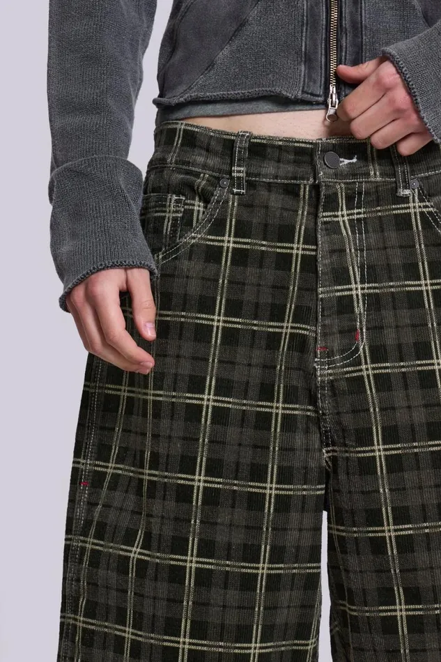 Jaded London Unisex UnisexWomen Brooklyn Cord Jumbo Jorts Green