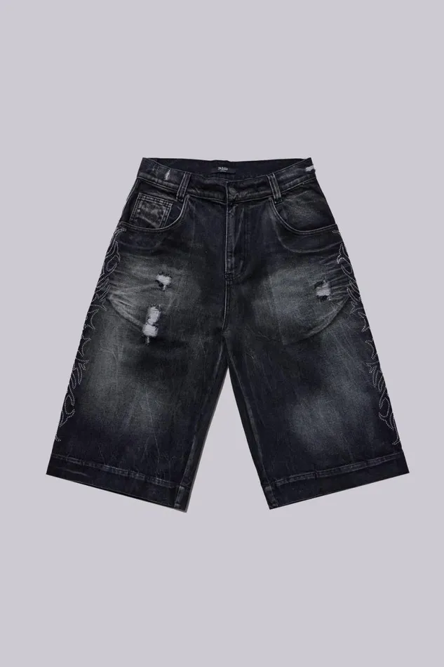 Jaded London Unisex UnisexWomen Crystalline Jorts Black