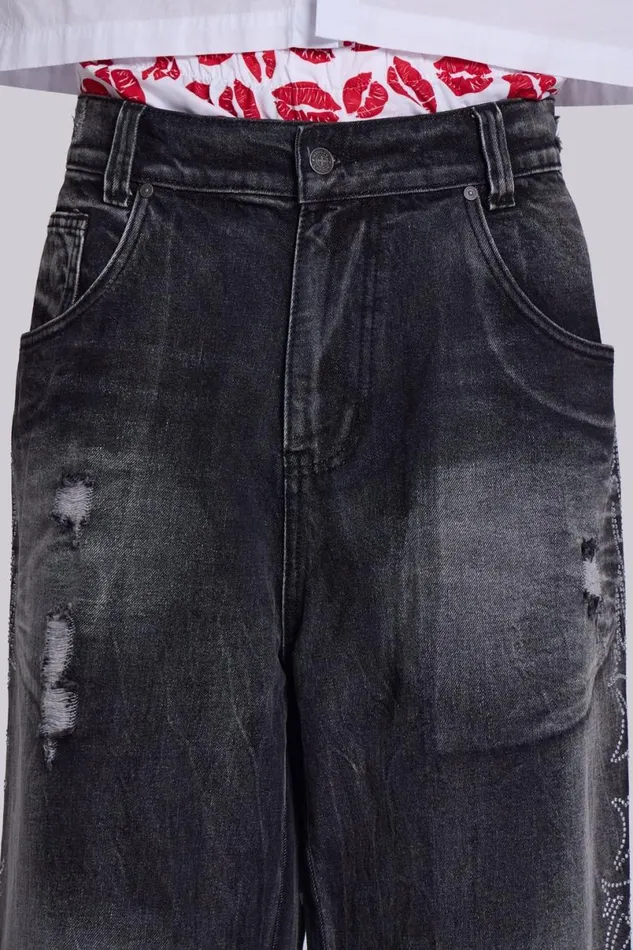 Jaded London Unisex UnisexWomen Crystalline Jorts Black