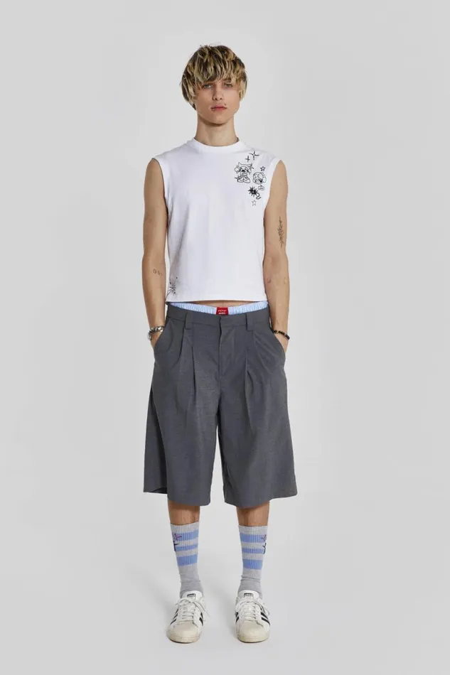 Jaded London Unisex UnisexWomen Grey Goliath Tailored Shorts Grey