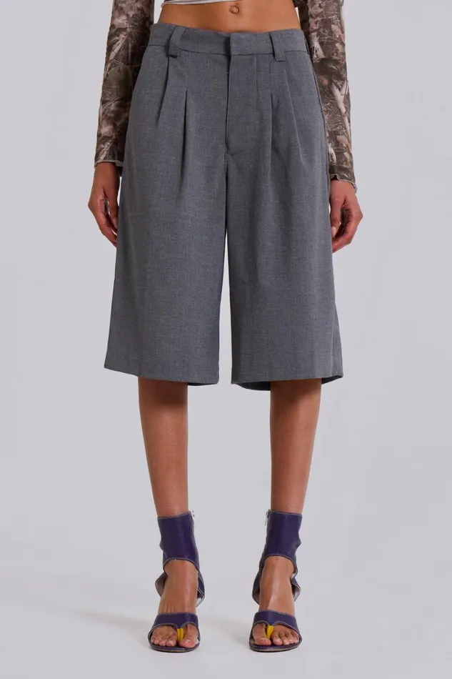 Jaded London Unisex UnisexWomen Grey Goliath Tailored Shorts Grey