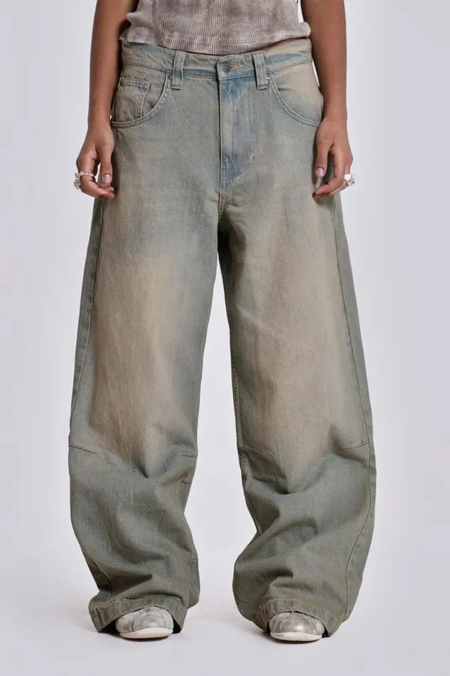 Jaded London Unisex UnisexWomen Light Wash Colossus Jeans Blue