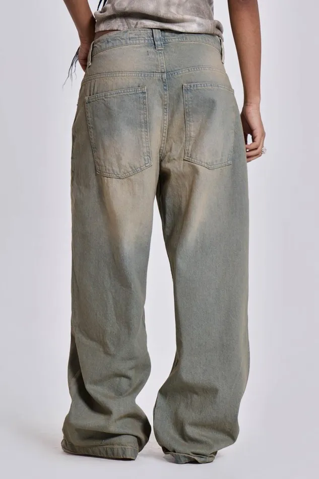 Jaded London Unisex UnisexWomen Light Wash Colossus Jeans Blue