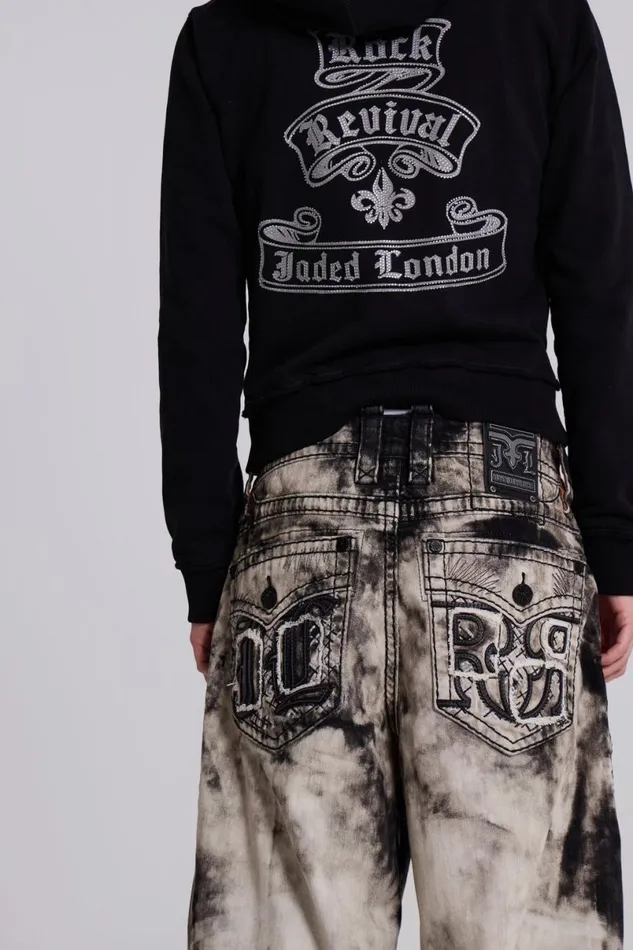 Jaded London Unisex UnisexWomen Rock Revival Sirus Colossus Jeans Black