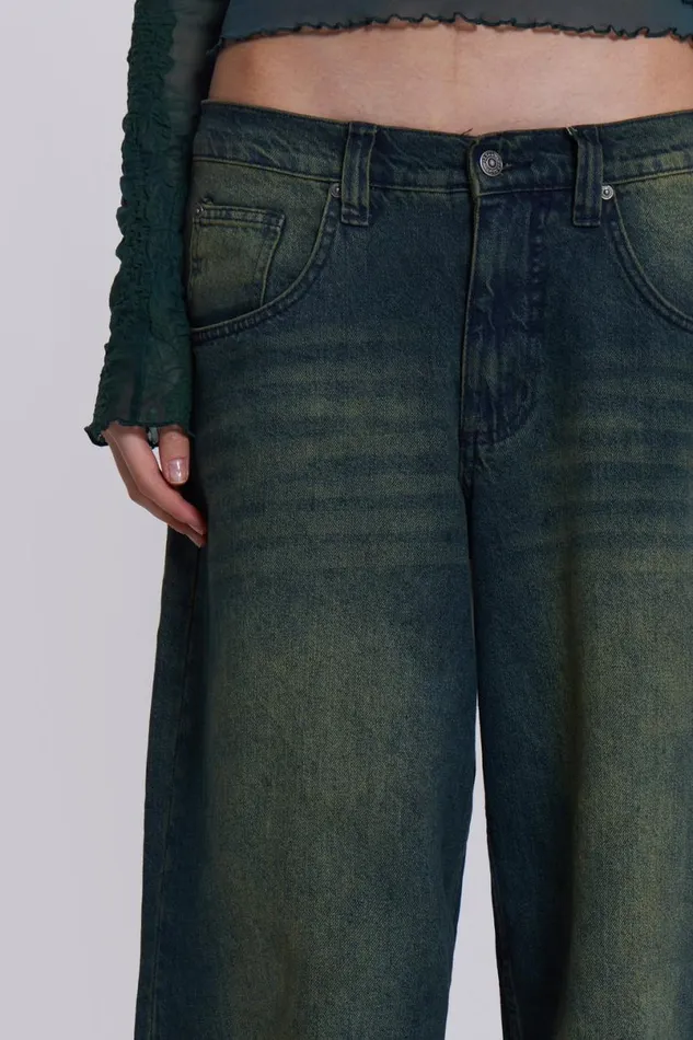 Jaded London Unisex UnisexWomen Sandblast Blue Wash Colossus Jeans Blue
