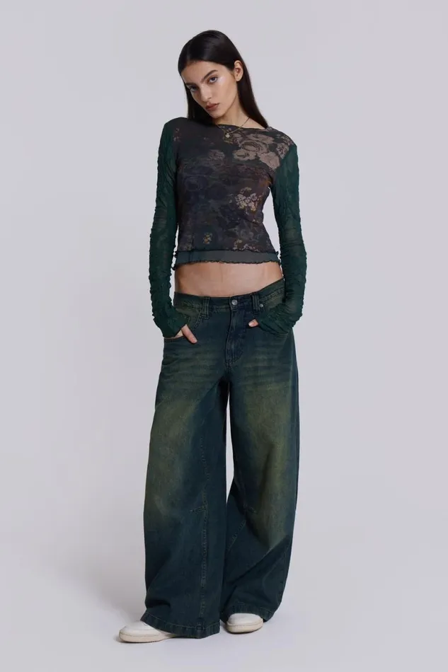 Jaded London Unisex UnisexWomen Sandblast Blue Wash Colossus Jeans Blue