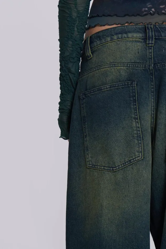 Jaded London Unisex UnisexWomen Sandblast Blue Wash Colossus Jeans Blue