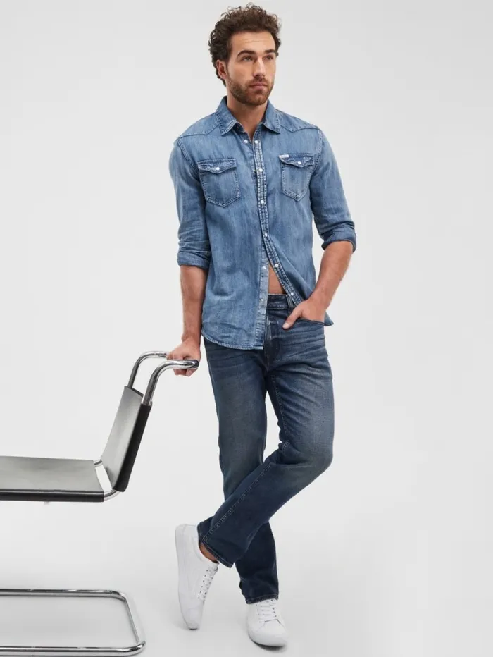 Jeans and Denim GUESS Men Regular Straight Jeans Inkwell Wash