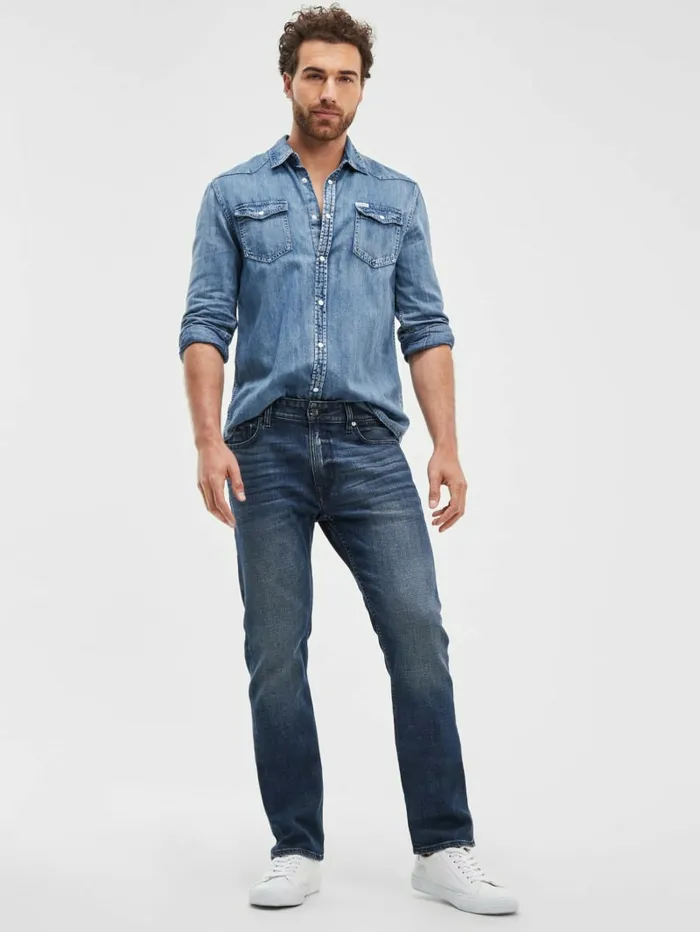 Jeans and Denim GUESS Men Regular Straight Jeans Inkwell Wash Jeans and Denim GUESS Men Regular Straight Jeans Inkwell Wash