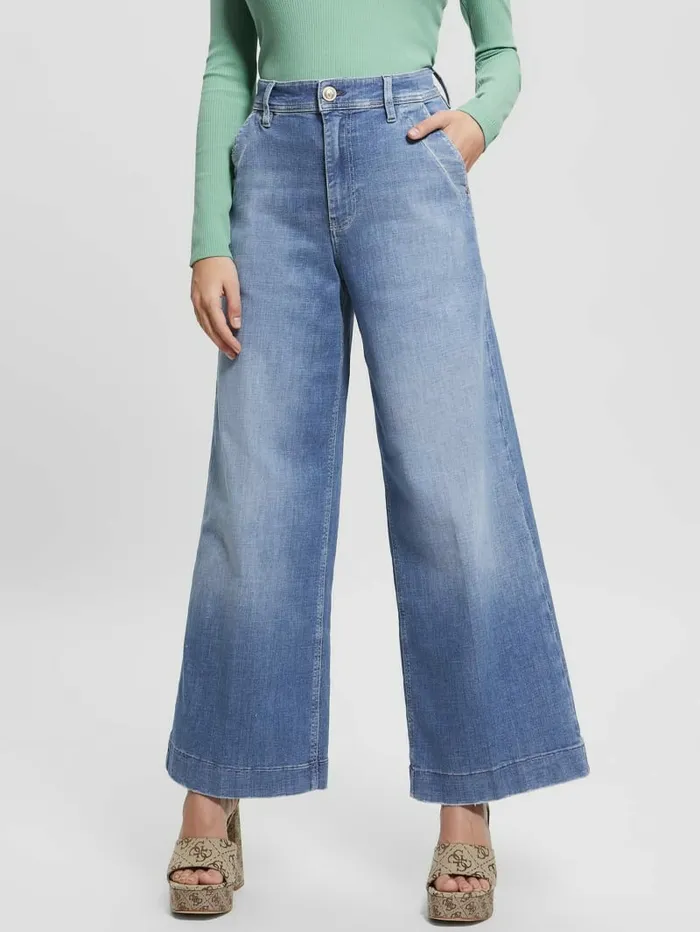 Jeans and Denim GUESS Women Dakota Cropped WideLeg Jeans Genial Jeans and Denim GUESS Women Dakota Cropped WideLeg Jeans Genial