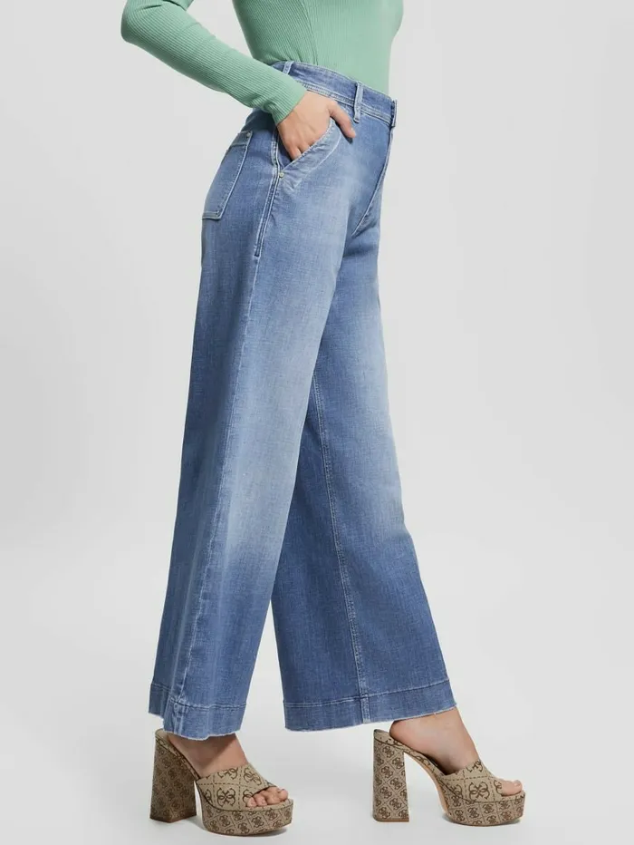 Jeans and Denim GUESS Women Dakota Cropped WideLeg Jeans Genial Jeans and Denim GUESS Women Dakota Cropped WideLeg Jeans Genial