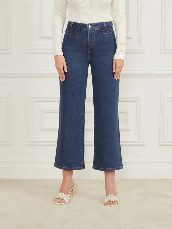 Jeans and Denim Lyric WideLeg Denim Pant Dark Blue Denim Wash 8211 GUESS Women Jeans and Denim Lyric WideLeg Denim Pant Dark Blue Denim Wash 8211 GUESS Women