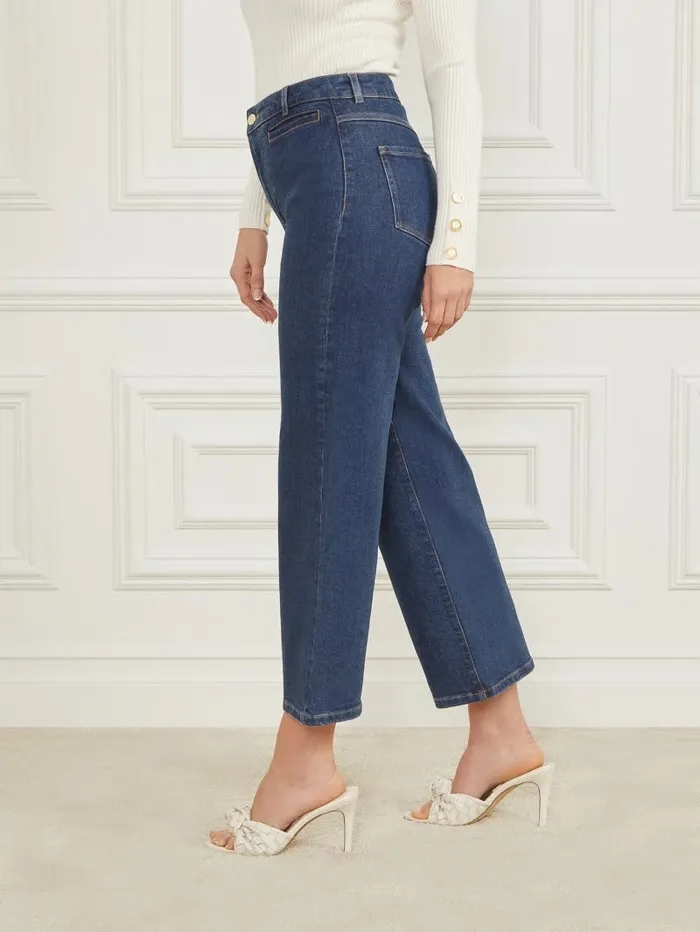 Jeans and Denim Lyric WideLeg Denim Pant Dark Blue Denim Wash 8211 GUESS Women Jeans and Denim Lyric WideLeg Denim Pant Dark Blue Denim Wash 8211 GUESS Women