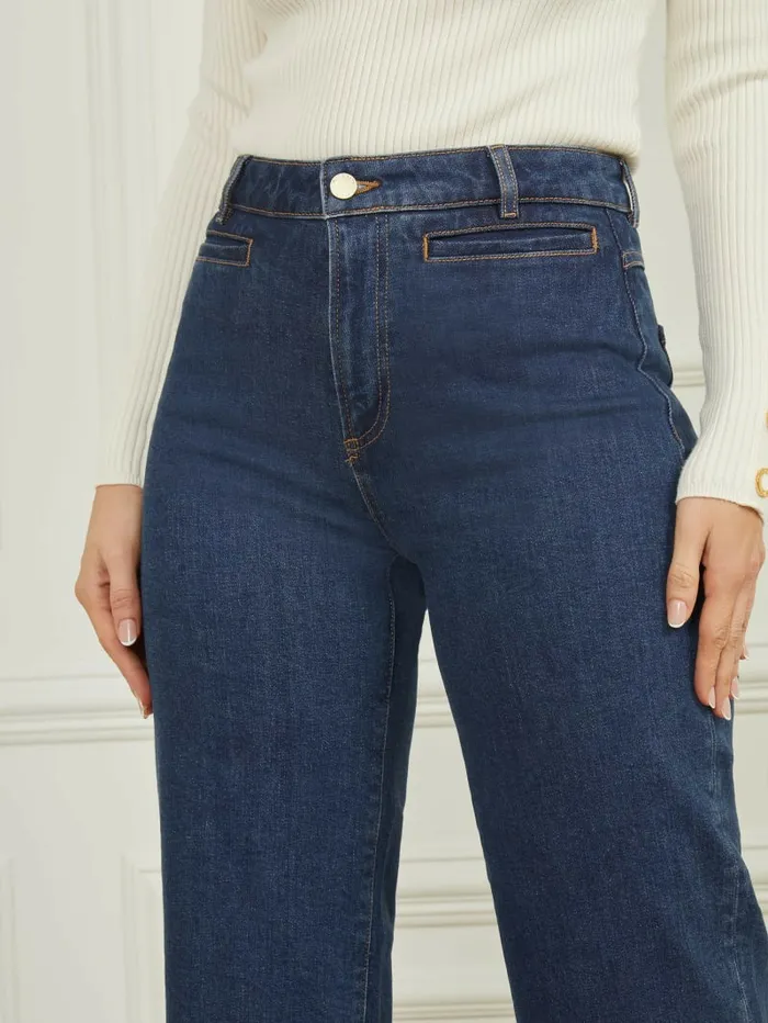 Jeans and Denim Lyric WideLeg Denim Pant Dark Blue Denim Wash 8211 GUESS Women Jeans and Denim Lyric WideLeg Denim Pant Dark Blue Denim Wash 8211 GUESS Women